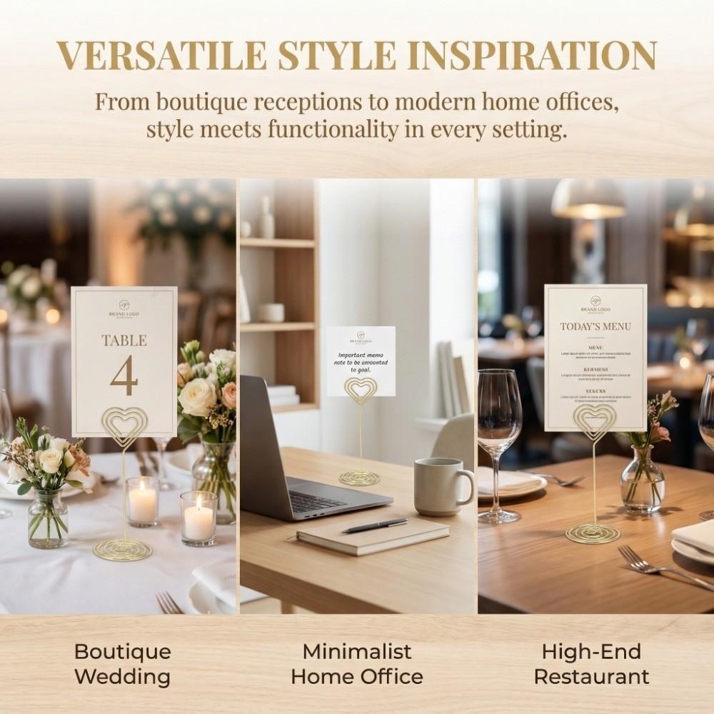 10Pcs Gold /Rose Gold Table Number Stands Stable Base Name Card Holder  Wedding Party