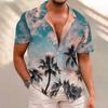Summer Men Clothing Vacation Beach Style Hawaiian Shirt Fashion Vintage New Y2k Clothes Print Short Sleeve Basic Casual Tops