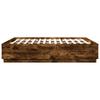 LED Bed Frame In Smoked Oak 200x200 Cm Engineered Wood