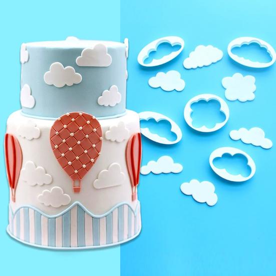 5Pcs Cloud Shape Plunger Cutter Fondant Mold Sugarcraf-t Cake Decorating Tools