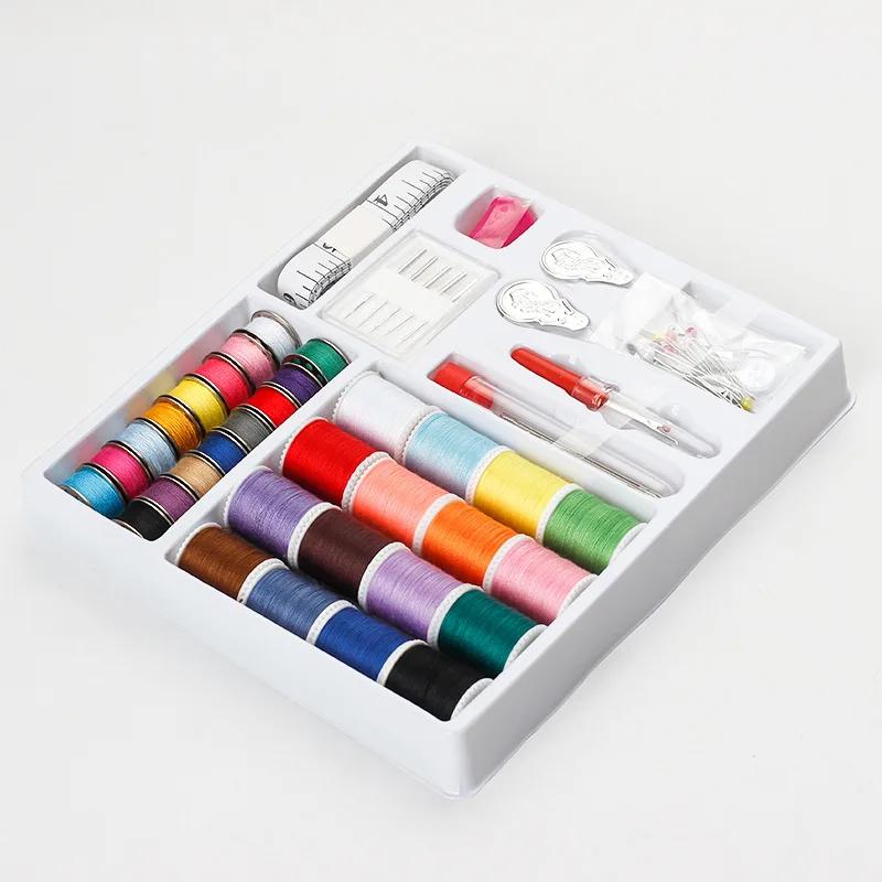 16 Colors Sewing Thread Kit with 16 Bobbins, Sewing Needles and Seam Ripper for Home Sewing