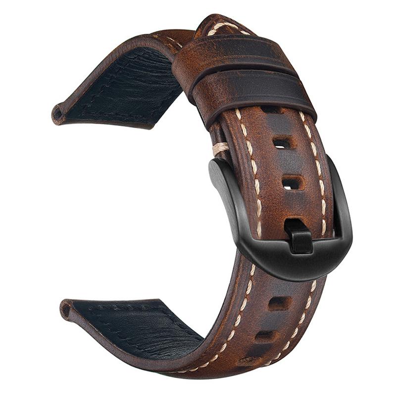 Retro Oil Wax Leather Watch Band high-quality cowhide Watchband 20mm Universal SmartWatch Bands For Huawei Xiaomi Panda Straps