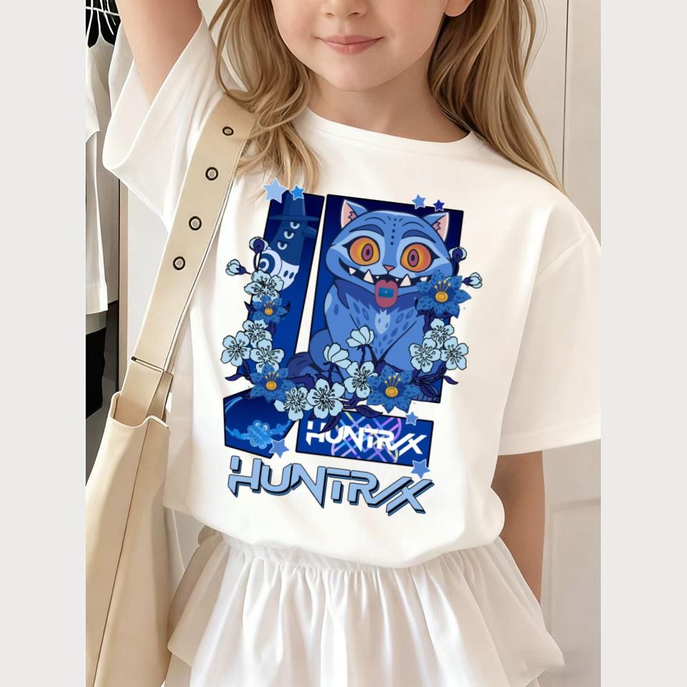 Demon Hunters Children's T Shirt Short Sleeve Kids T-shirt Cute Kpop Demon Hunters Harajuku T-shirt for Girl