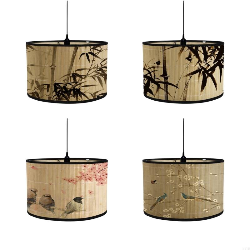Removable Bamboo Hanging Light Shade Quick Setup Plant Theme Lights Cover Easy Mounting Suitable for Modern Interiors M4YD
