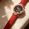 Ladies Butterfly Watch Artificial Leather Strap Quartz Watch Rhinestone Round Dial Fashionable Wristwatch for Women Party Office Date
