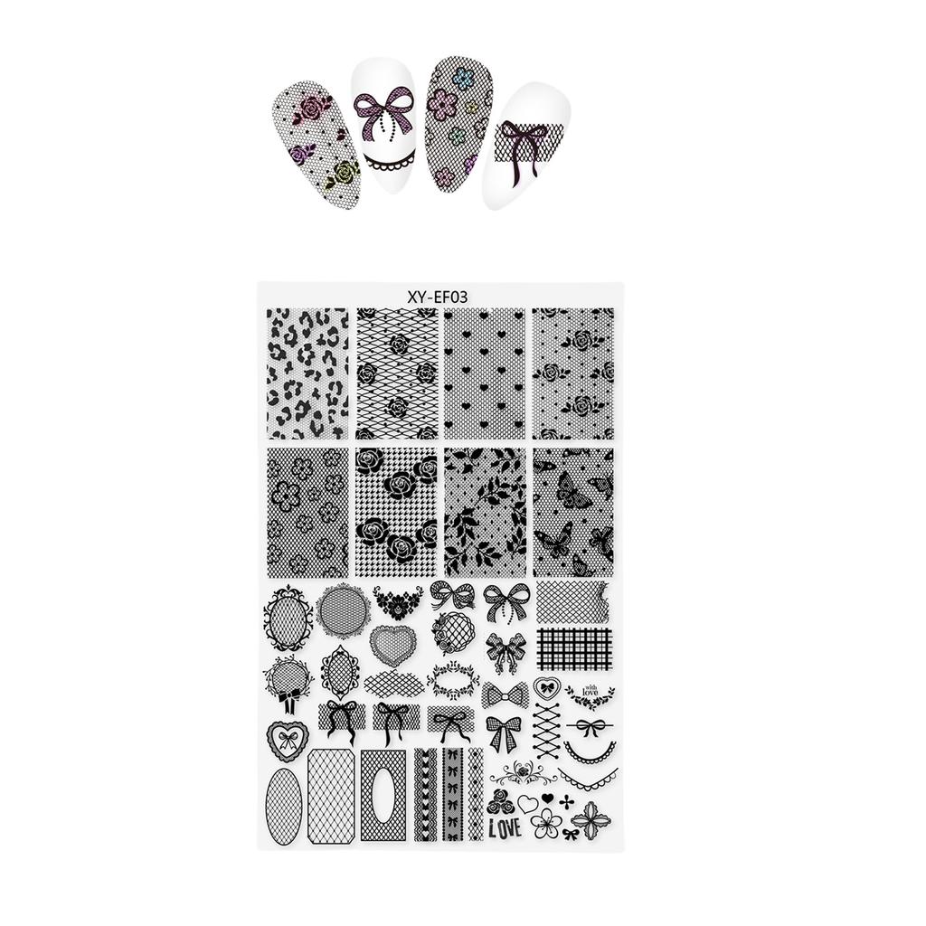Professional Nail Stamping Plates Floral French Tip Art Templates Stainless Steel For DIY Home Manicure Reusable Tool