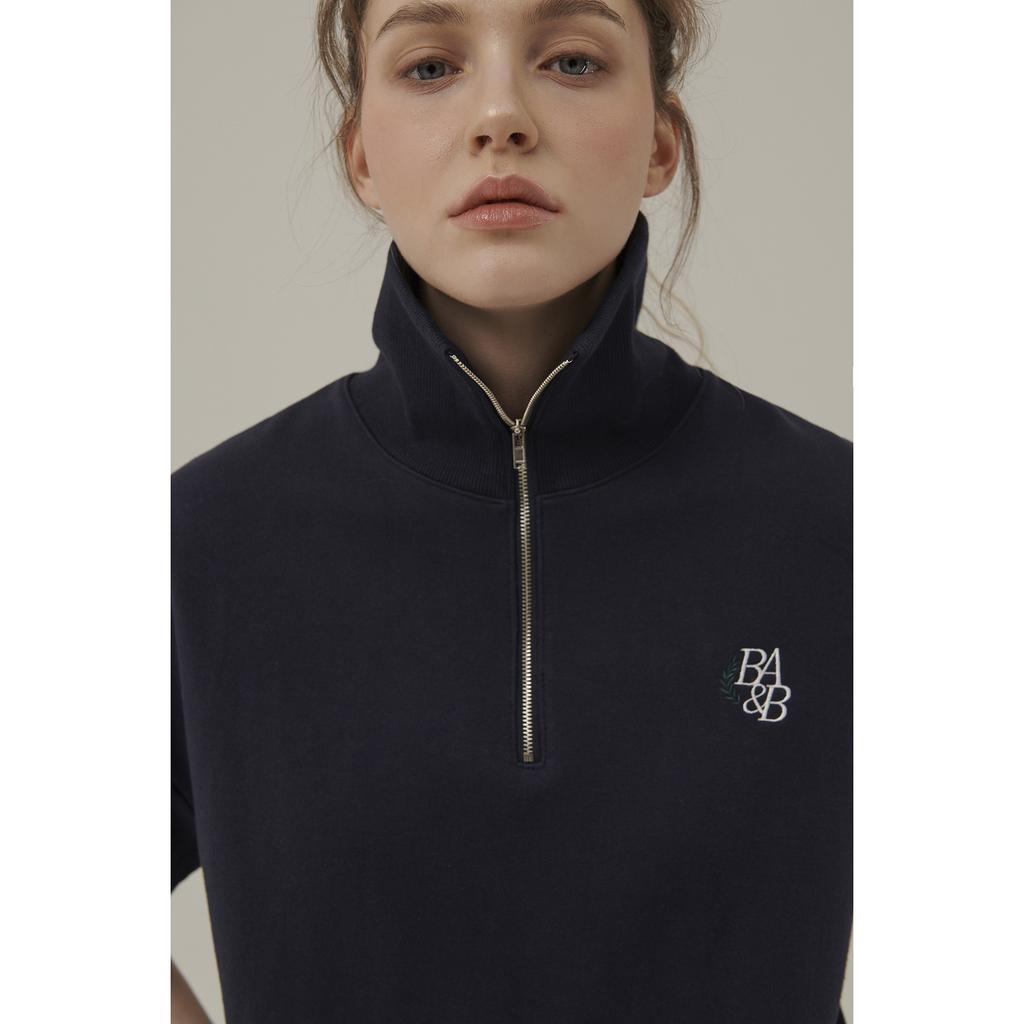 Between A And B Small Logo Half-Zip Mini Dress [Navy]