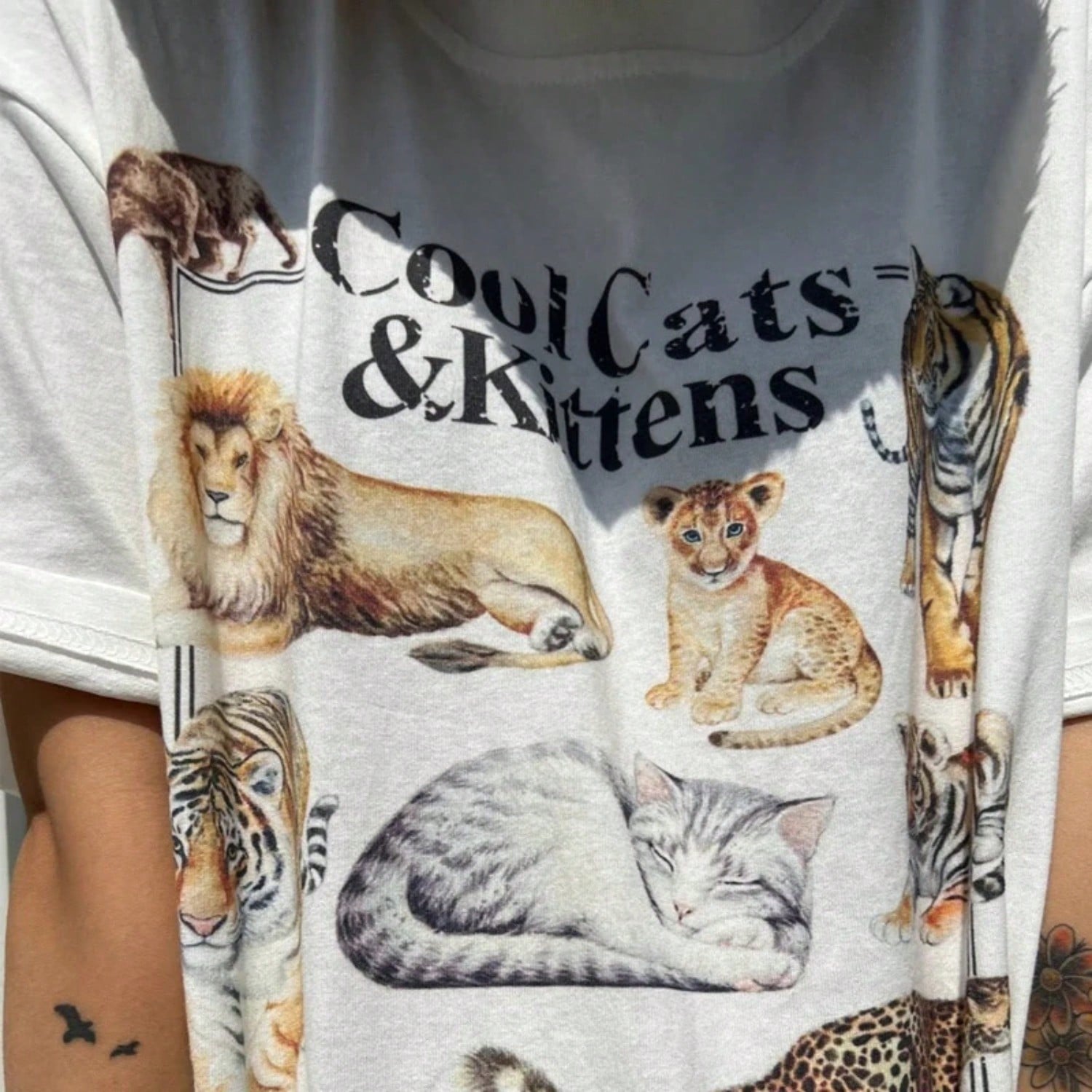 Cool Cats And Kittens Vintage T-Shirt Wounisex Loose Short Sleeve Cute Feline T Shirt Hippie Funny Tshirts Grunge Aesthetic Tops S разноцветный