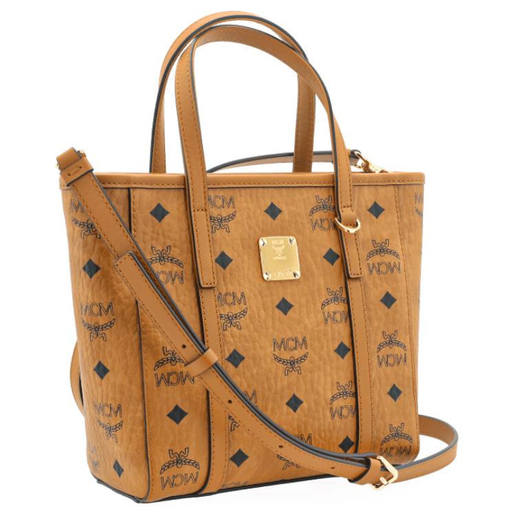 MCM Toni Mini Shopper Tasche Visetos Monogramm Beschichtetes Canvas Cognac MWPAATN04CO001
