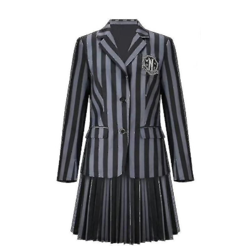 Halloween Wednesday Addams Role Playing Adult School Uniform Costume Set For Girls And Women