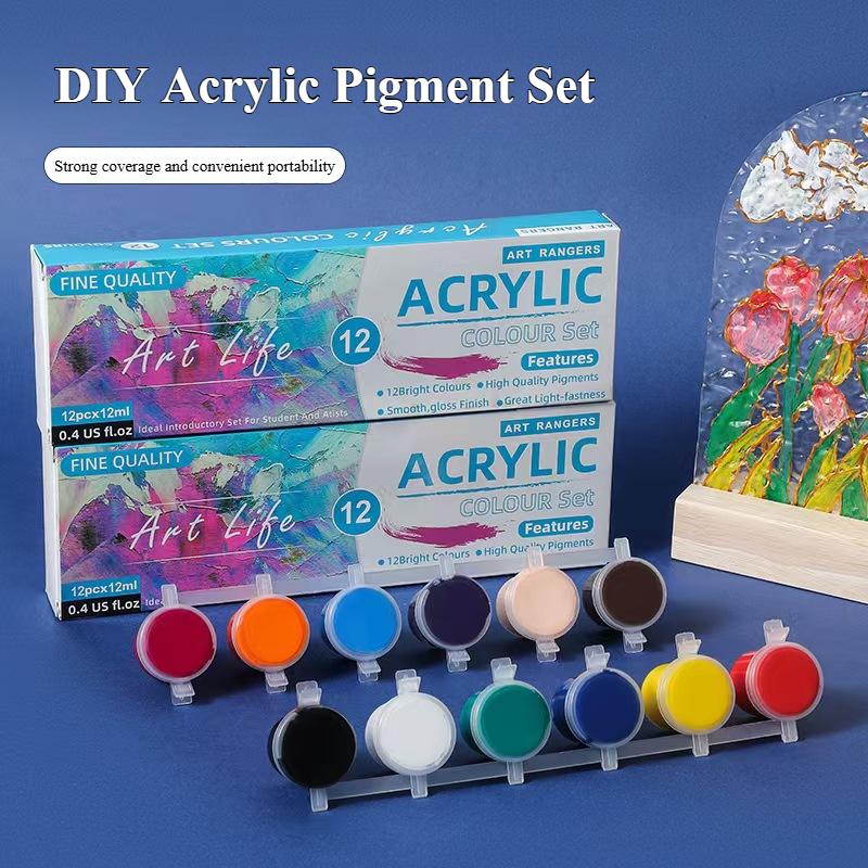 12ml/Stück Acrylpigment Hat Starke Deckkraft Wasserdicht und Lichtbeständig für Graffiti-Malerei auf Glas Stoff Steinen