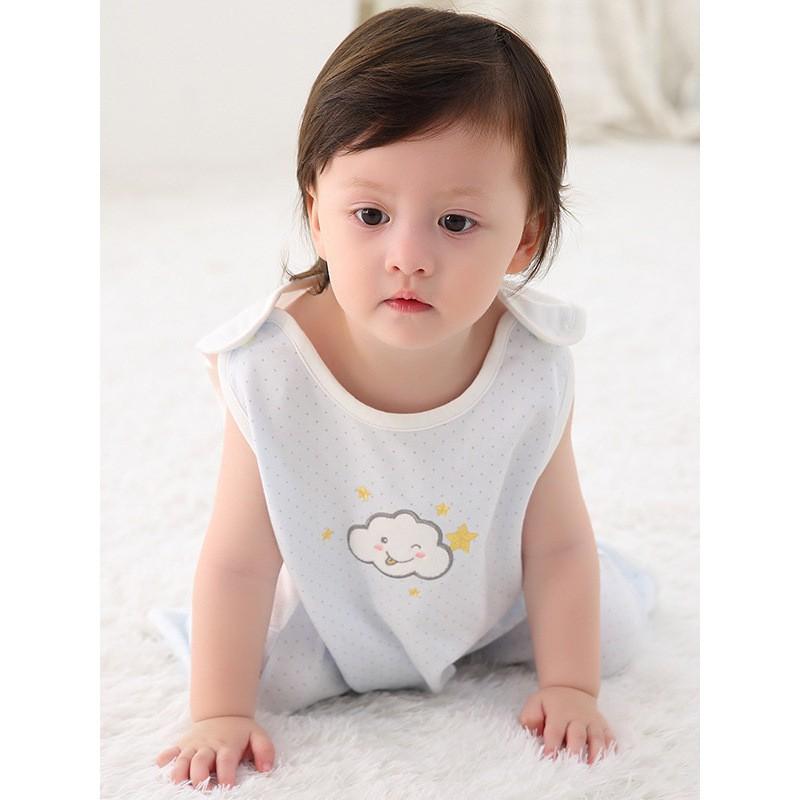 Baby Cotton Sleeveless Sleep Sack Toddlers 1-3 Years Lightweight Breathable Sleepwear With Cartoon Print