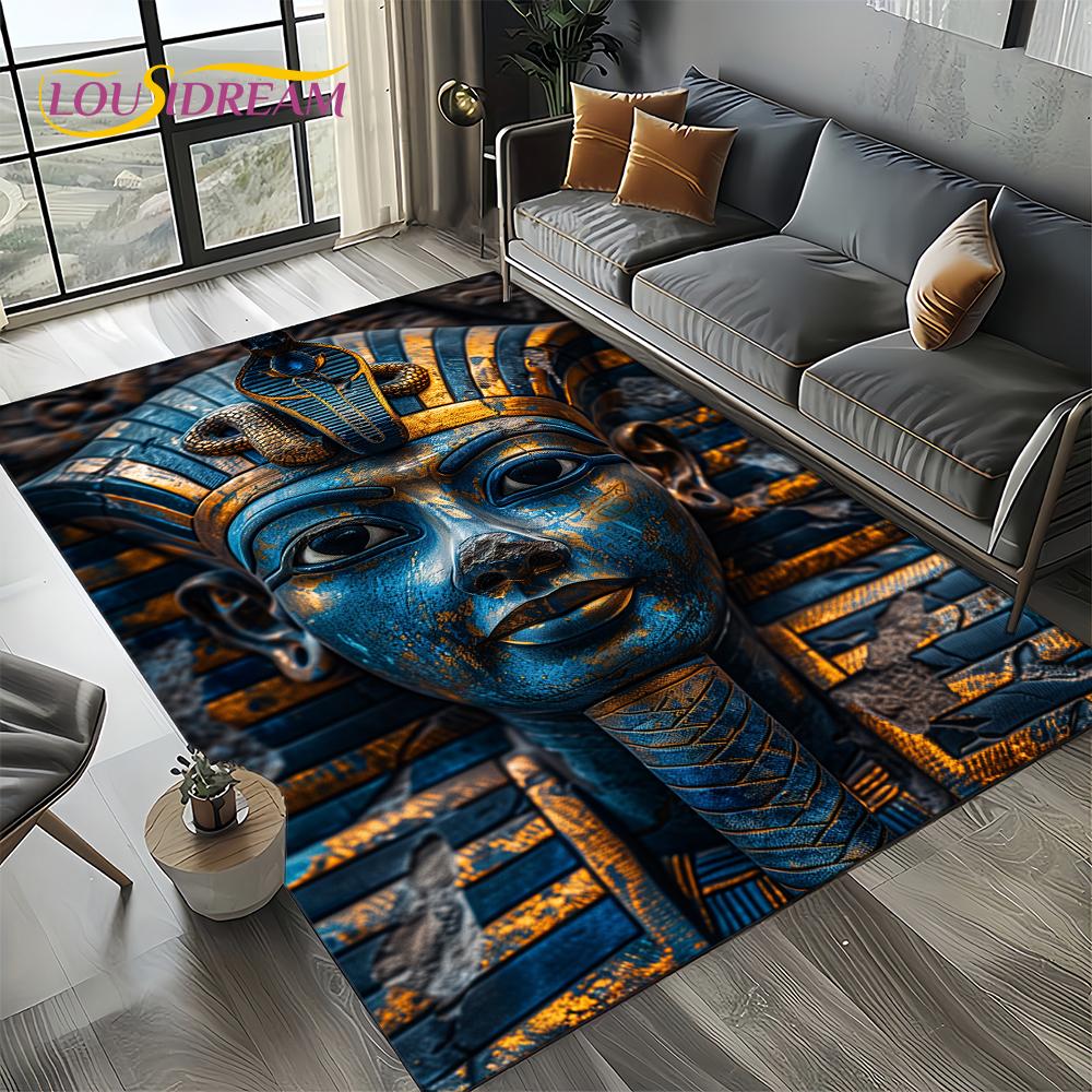 2025 Ancient Egypt Death Anubis Pharaoh Horus Mythology Carpet Rug for Living Room Bedroom Home Sofa,Area Rug Non-slip Floor Mat
