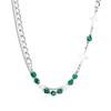 Mprainbow Hiphop Cuban Splicing Bead Chain Necklaces for Men Boys,Green Natural Stone Pearl Collar,Stylish Unisex Jewelry Gift