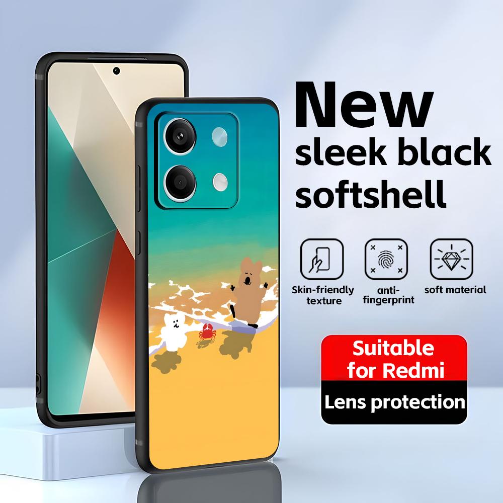 Süße D-Dinotaeng Handyhülle für Redmi Note 14 13 12 11 Pro Plus S 5G 14C A3 Weiche Schwarze Handyhülle