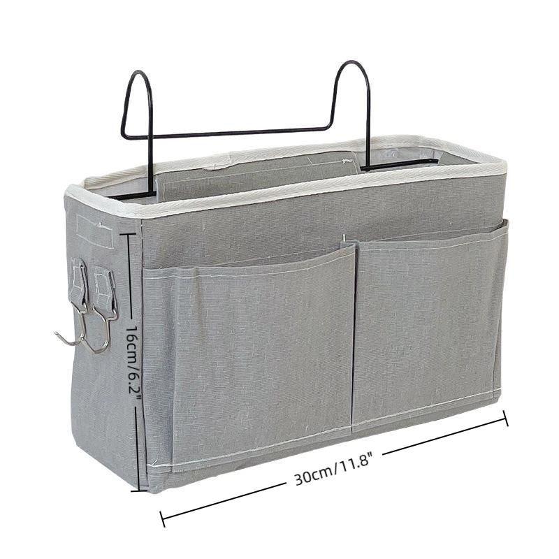 1Pcs Storage Basket Hanging Storage Rack Bed Remote Control Bookshelf Dormitory Storage Bag Stand With Hook Bedside Pocket