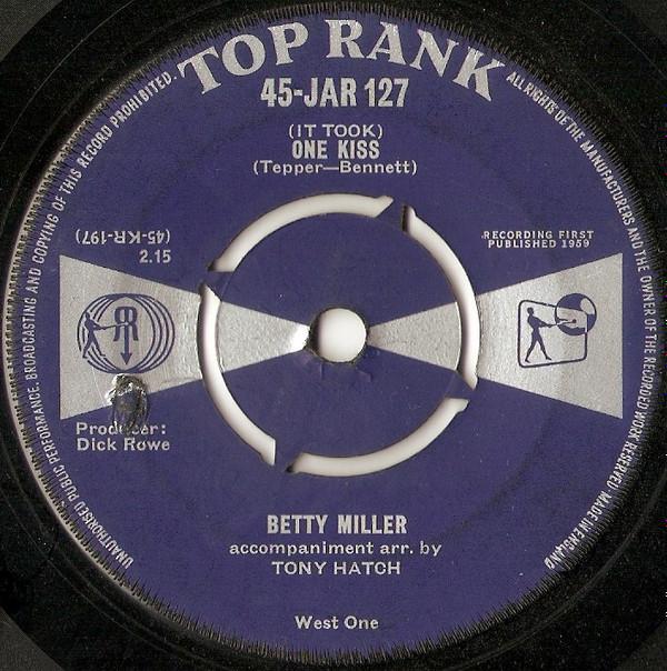 

7inch Record BETTY MILLER - (It Took) One Kiss 45JAR127 Top Rank 1959 UK Pop Used