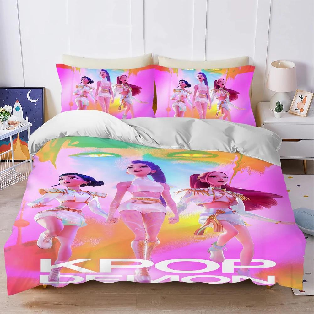 

Подарок для девочки Детское постельное белье K-Pop Охотник на демонов Микрофибра Пододеяльник Украшение для спальни Комплекты постельного белья Набор наволочек 135x200cm-2pcs