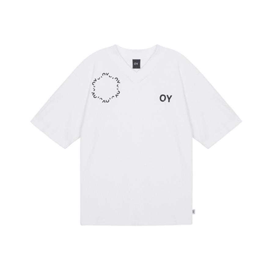 Opeunyadeu (Owai) Terry Round Logo V-Neck Tee - White