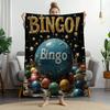 Vintage Bingo Print Blanket, Soft Flannel Game Night Throw, Plush All Season Accent, Retro Themed Home Decor Gift