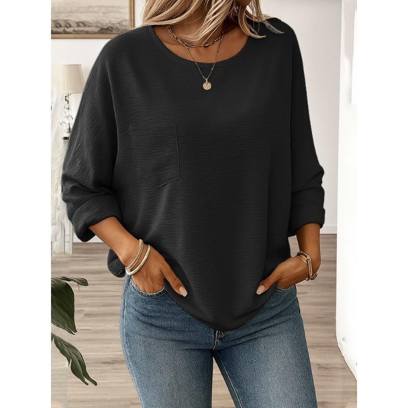 2025 New Women's Casual Long-sleeved Round Neck Regular Clean Multi-color Women's Top T-shirt