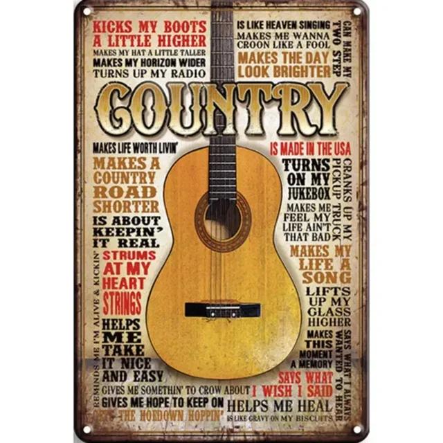 Vintage Rock Music Guitar Metal Wall Sign  Man Cave Gym Pool Bar Bathroom Yard Garage Decor  x in Tin Sign