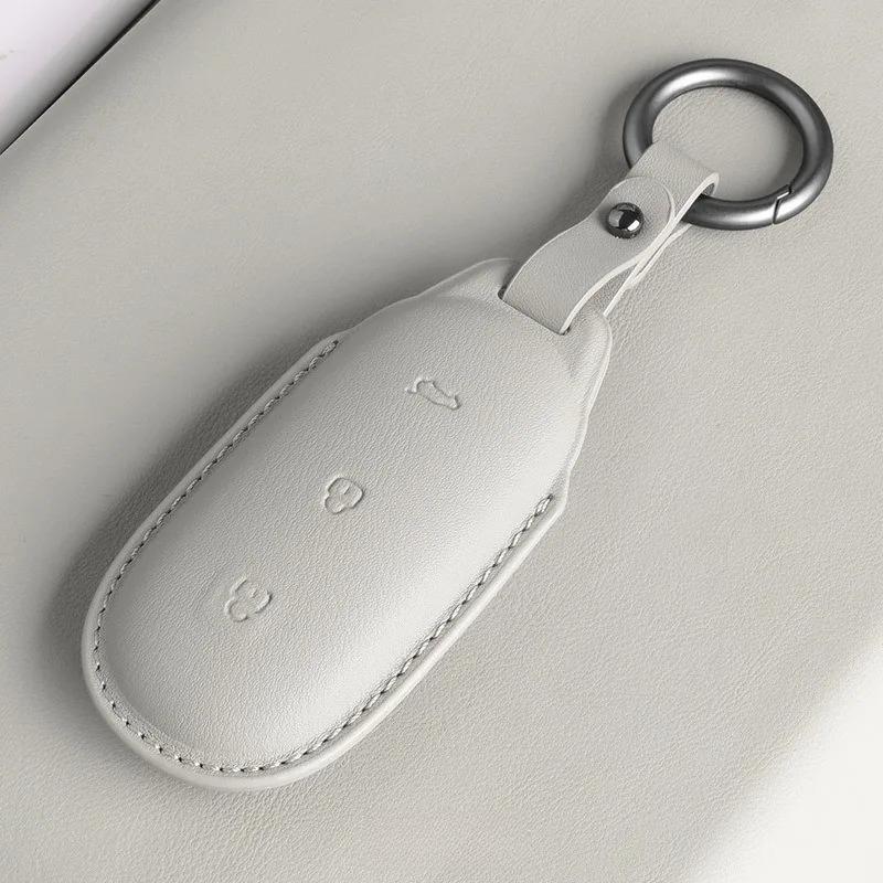 For Li Lixiang L9 Ultra L8 L7 Pro Mega Car Key Cover Keychain Cover Nappa Leather Protective Shell Fob Key Fob Case Accessories