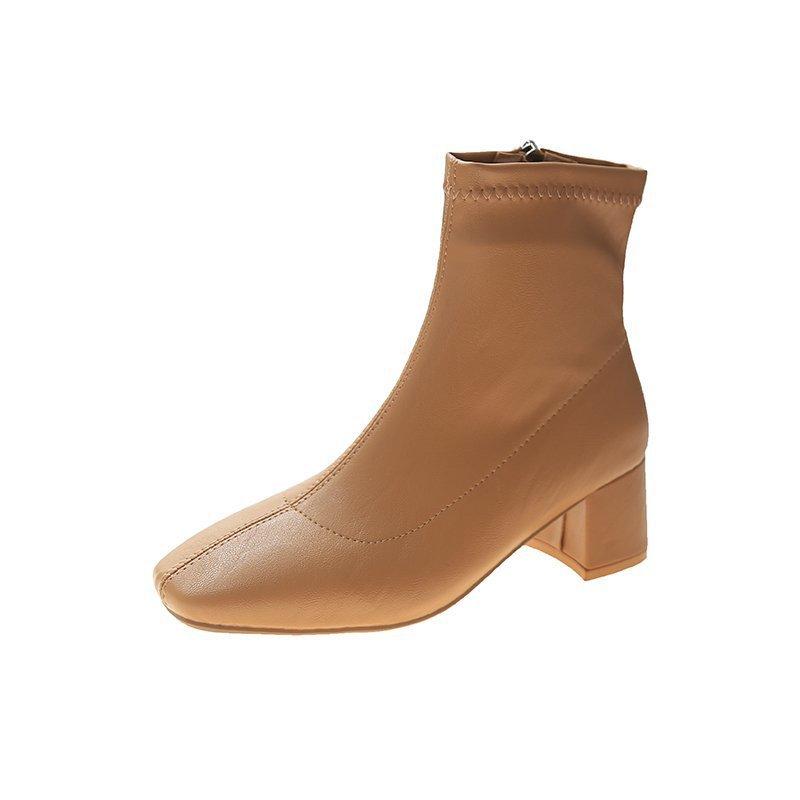 

Ботинки мартин женские осенне-зимние новые с боковой молнией женские ботинки низкие ботинки с квадратным носом модные короткие ботинки женские 40 коричневый