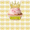 Mini Pearl Crown Cake Decoration Cupcake Topper Kids Hair Ornaments DIY Cake Baking Decoration For Wedding Birthday Party Decor