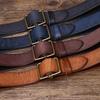 New Men's Non Perforated Non Perforated Leather Belt Smooth Buckle Layer Cowhide Retro Simple Versatile Cowboy Belt
