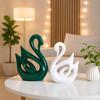 Home Decor Lucky Swan Couple, Green White, Piano Finish Ceramic Figures(Set of 2 Pc, Large)