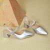 Baotou sandals women's 2025 new summer French Mary Jane shoes thick heel silver word with pointed high heels
