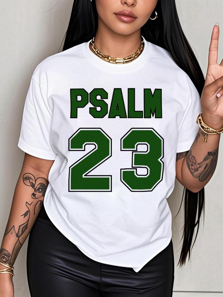 Camiseta Premium de Jersey Psalm 23 para mujer pantalón corto informal de gran tamaño camiseta de Unisexga corta con cuello