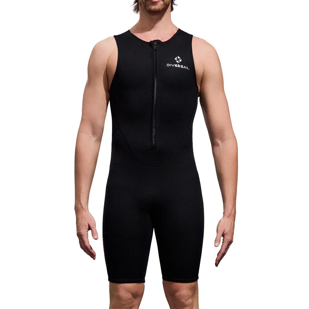 Herren 2mm Neoprenanzug Overall Ärmellos Reißverschluss vorne Einfarbig Body Schnorcheln Surfen Tauchen Badebekleidung