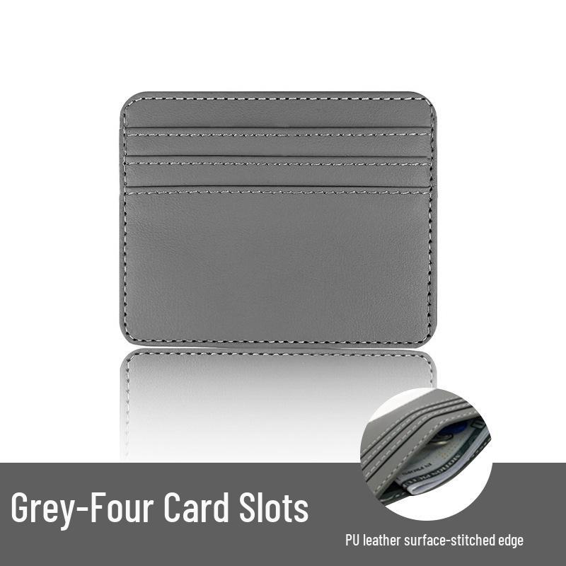 

Трансграничный точечный кошелек для карт унисекс большой вместимости из искусственной ПУ кожи с разноцветной прострочкой серый