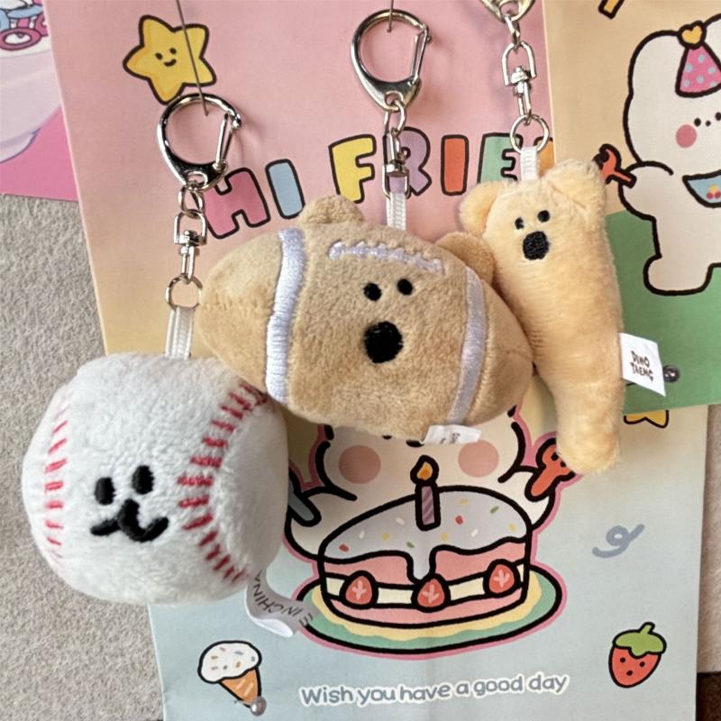 Funny Kawaii Ball Plush Pendant Keychain Cartoon Cute Bear Keychain Creative Backpack Decoration Accessories Gifts