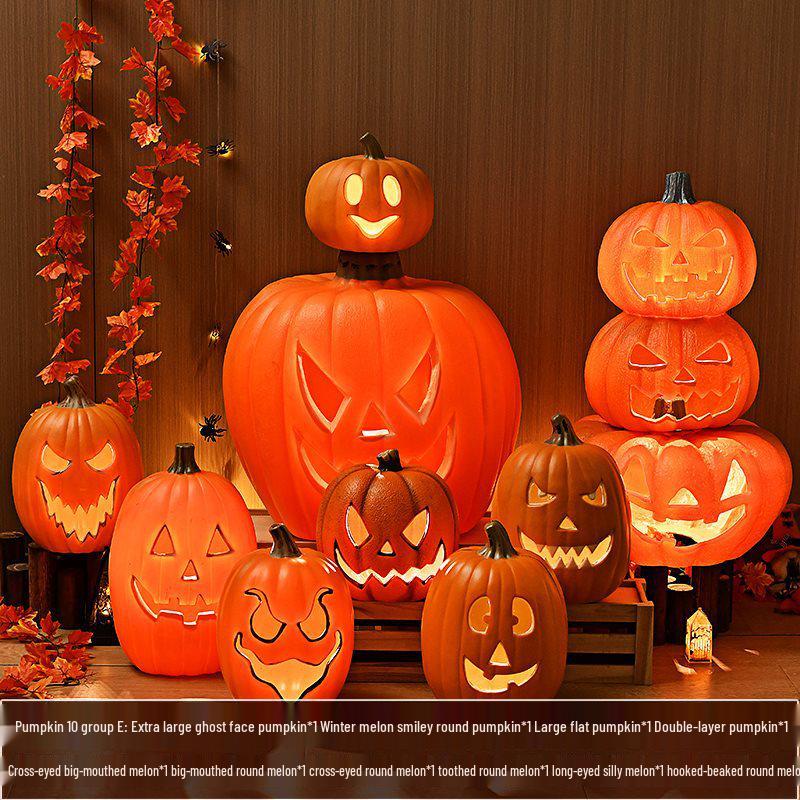 Halloween Light-Up Hollow Pumpkin Lantern for Outdoor Decor