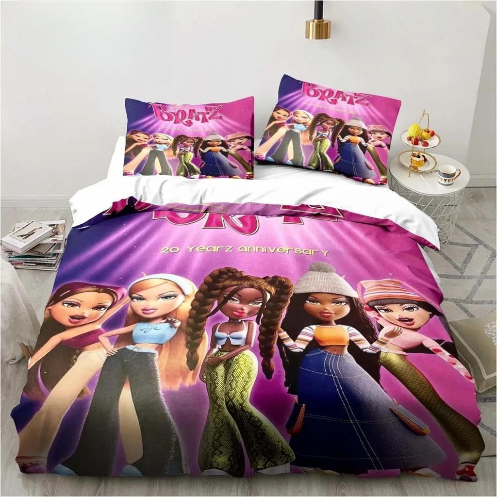 Kreslený B-Bratz 3D Tisk Kawaii Dívčí Ložní Souprava Jednolůžko Twin Full Queen King Size Ložní Souprava Dospělý Dítě Dívky Ložnice Ložní Prádlo Dárek