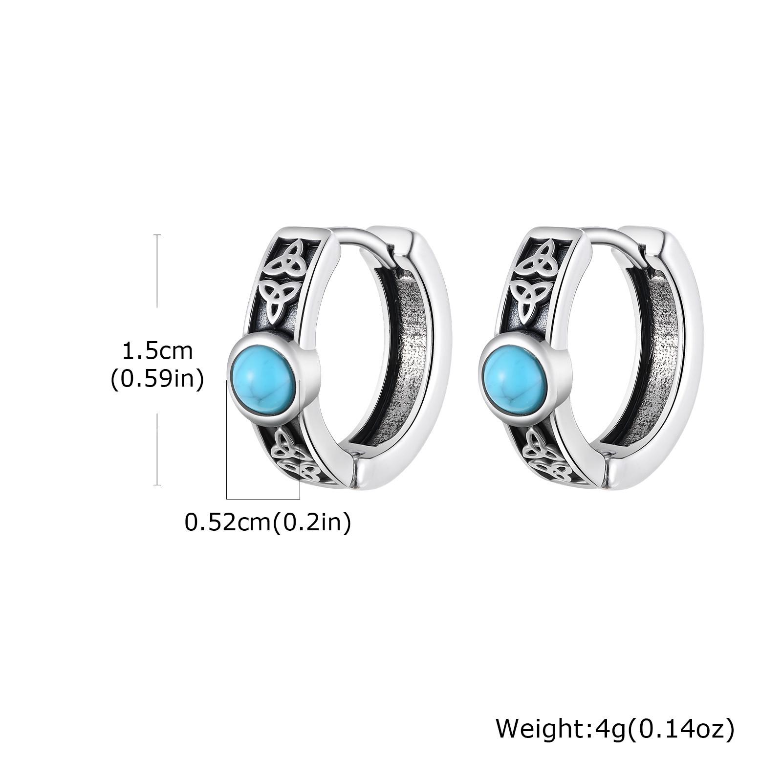 

Кельтский узел Серьги с бирюзой для мужчин, мальчиков, из нержавеющей стали, серьги-кольца хаггис с натуральным камнем, винтажные подарки с цирконом в стиле викингов