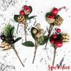 5pcs/set Christmas Red Berry Pine Cone Branches Artificial Flowers for Holiday Decoration Greeting Card Dining Table Accessories