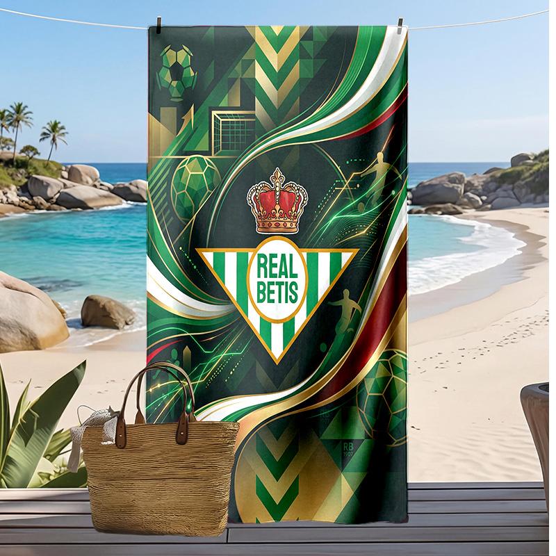 Real Betis Football Print Beach Towel, Large Soft Quick Dry Towel for Beach Camping Swimming