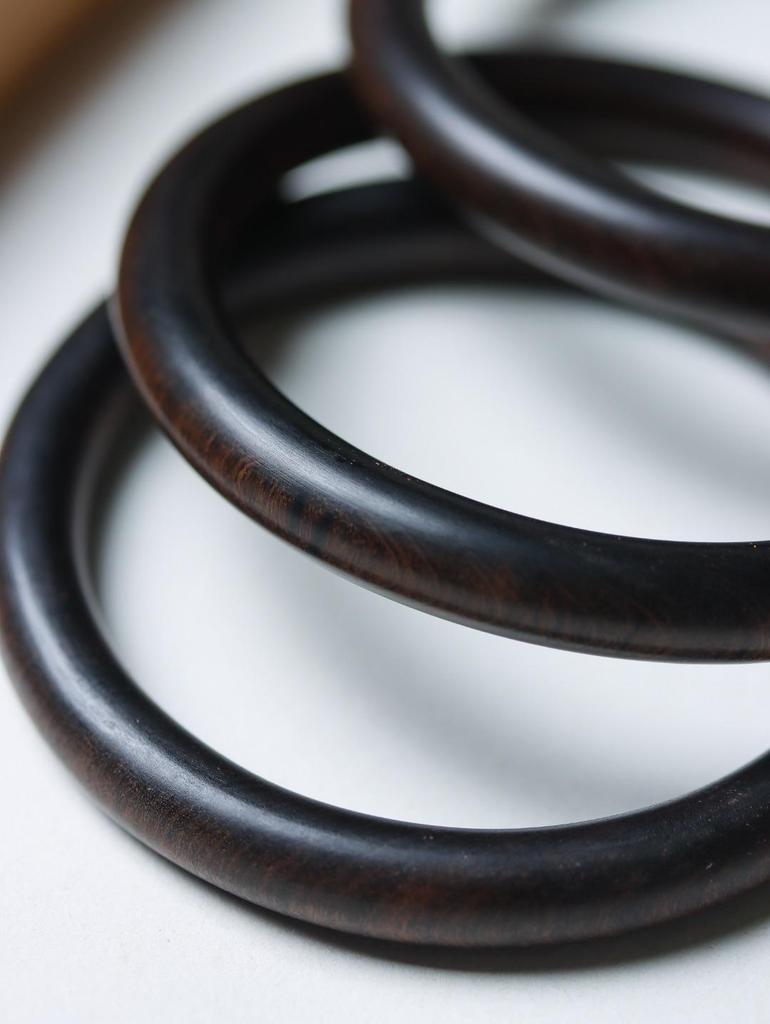 Ethnic Style Wenwan Jewelry - Blood Sandalwood, Green Sandalwood, Ebony, Rosewood, and Agarwood Thin Bangle Bracelet (0.8 Round Bar).