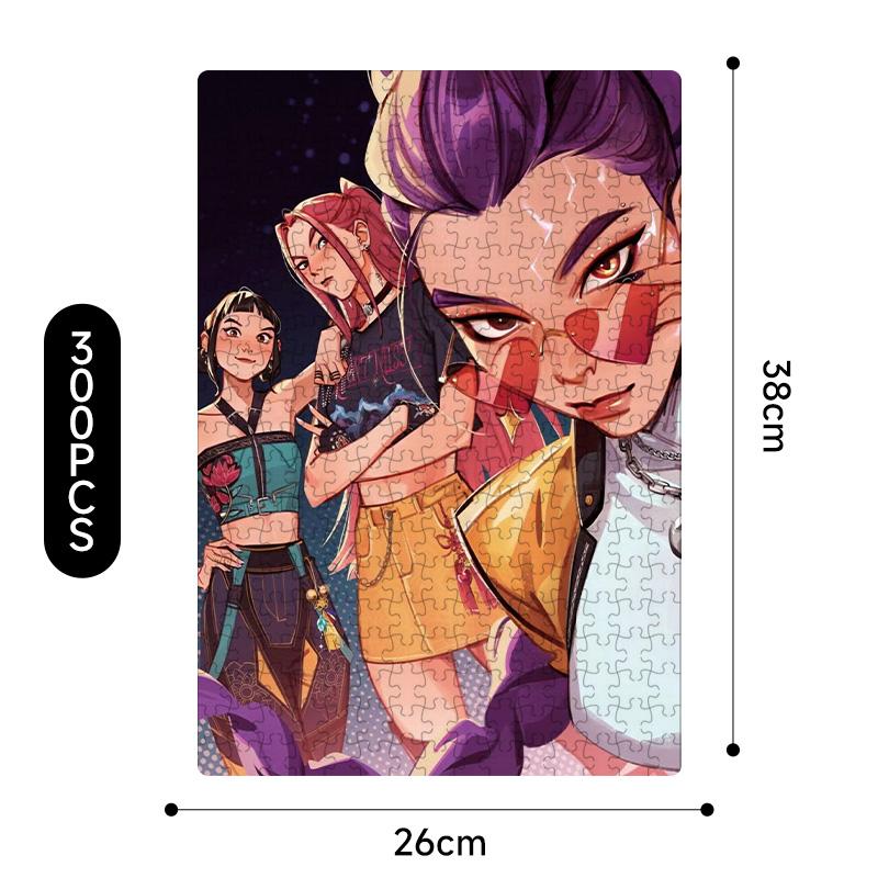 Yeni Kpop Şeytan Avcıları 38*26Cm 300 Parça Yapboz Oyuncakları Rumi Mira Zoey Huntrix Karakter Desenli Masa Oyunu Dekor Çocuk Hediye