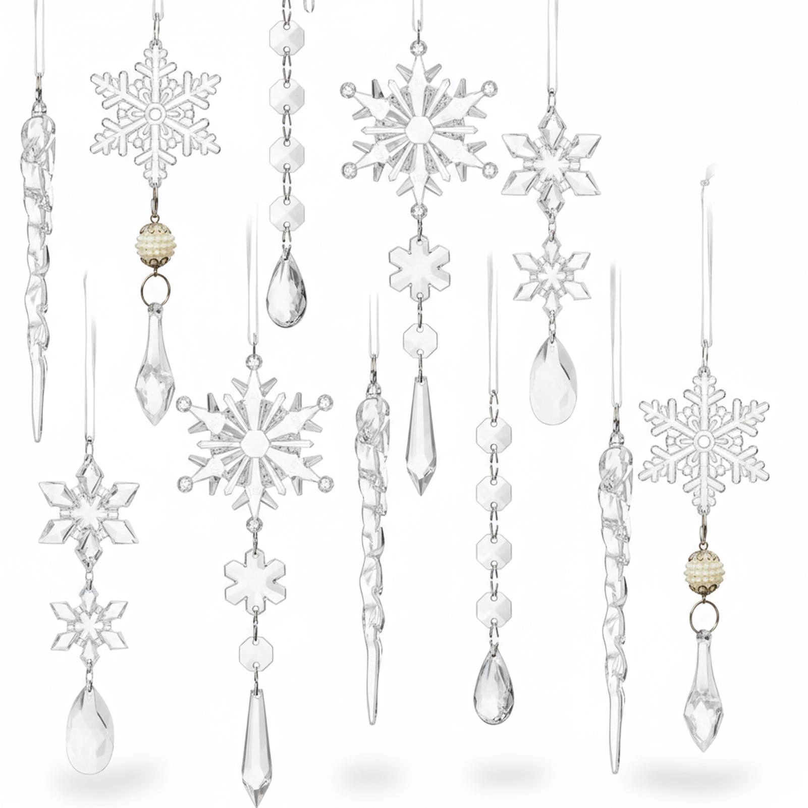 

18PCS/Set Christmas Decoration Colorful Crystal Pendant Ornaments Christmas Tree Decoration Xmas Hanging New Year Home Decor білий