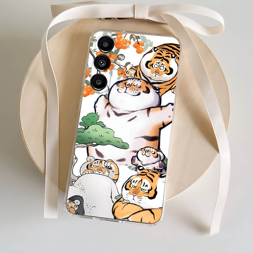 

Fat Tiger Phone Case For Samsung S24,30,21,22,23,20 FE,lite,PIus,Ultra,5G,Note,9,10 Transparent Cover SamsungS20ULTRA5G