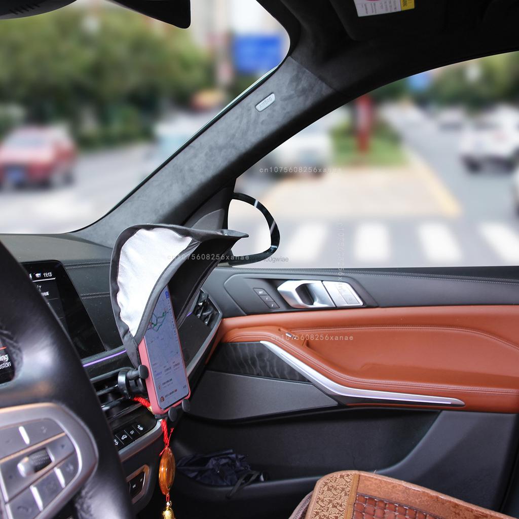 Car Mobile Phone Sunscreen Foldable Not Hot Stuck Screen Non-reflective Free Of Installation Mobile Navigation Sunshade amabilis