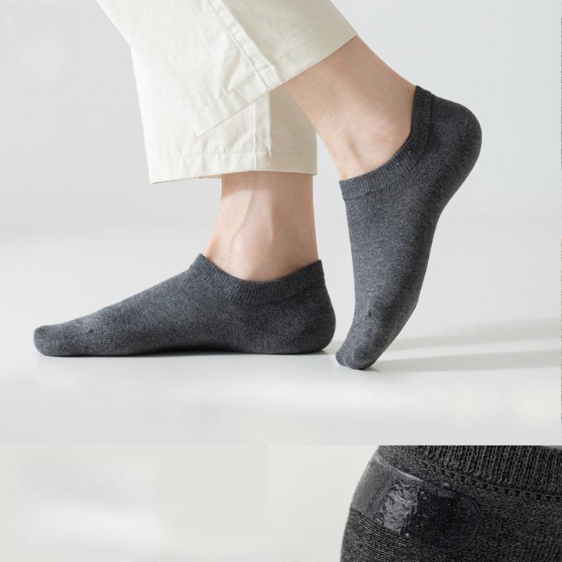 5 Pairs Boat Socks Men's Shallow Mouth Invisible Socks Spring and Summer Mesh Breathable Sweat Anti-odour Boneless Cotton Socks