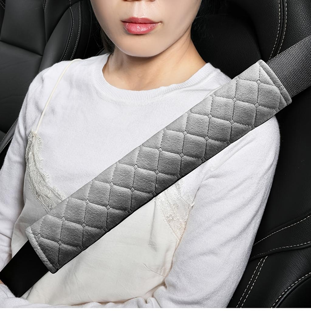 2pcs Travel Accessories Plush Car Seat Belt Shoulder Cover with Embroidery