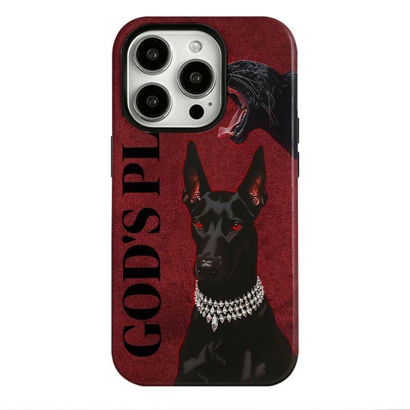 

Edgy Black Dog & Panther Bold Red Cool Shockproof Phone Case for iPhone 17 16 15 14 11 12 13 Pro Max Air Plus Back Cover iPhone 12 Pro
