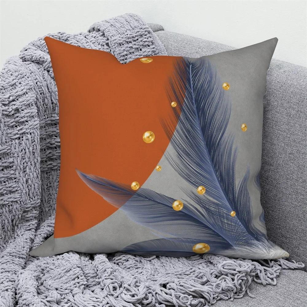 Can Be for Living Room Nordic Pillowcase Decorative Luxury Golden Feather Geometric Sofa Cushion Cover